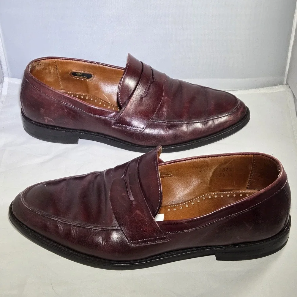 Allen Edmonds Presidio Dress Shoes Mens Size 9.5 Burgundy Red‎ Leather Loafer